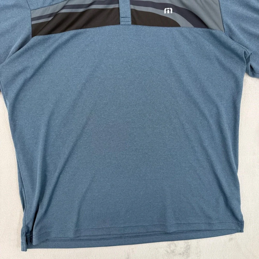 TravisMathew Mens Blue Gray Striped Golf Polo Shirt Short Sleeve Size XL‎